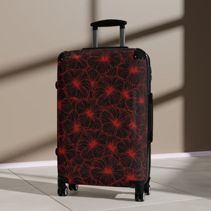 Hibiscus Suitcase (Red Outline)