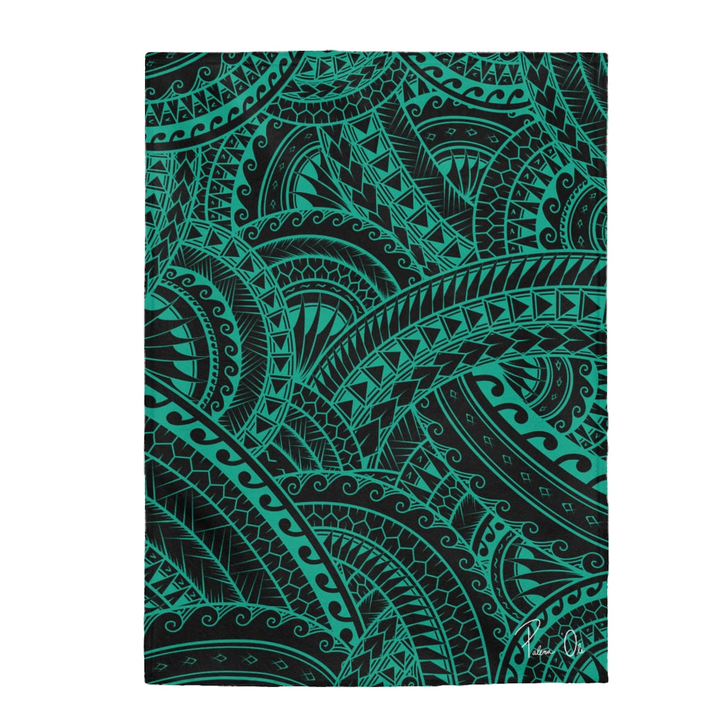 Tribal Velveteen Plush Blanket (Teal)