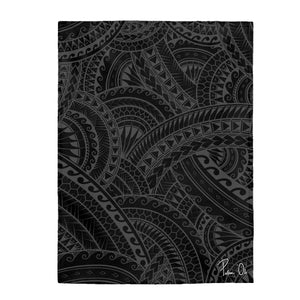 Tribal Velveteen Plush Blanket (Gray)
