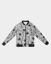 Load image into Gallery viewer, Hibiscus Women&#39;s Bomber Jacket (B&amp;W)
