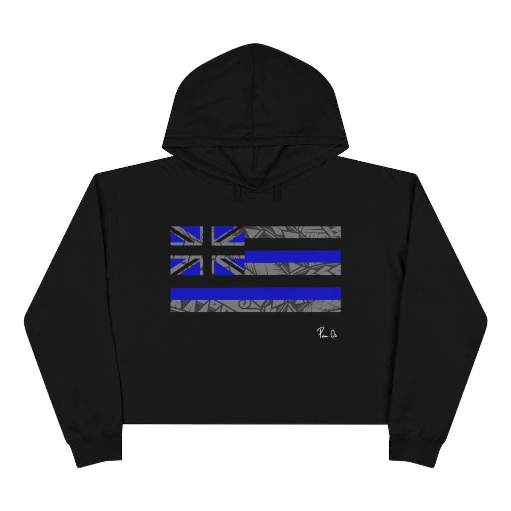 Kanaka Kollection Tribal Flag Cropped Hoodie (Royal Blue)