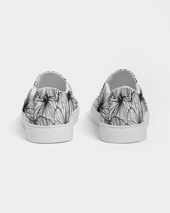 Hibiscus Women's Slip-On Canvas Shoe (B&W)
