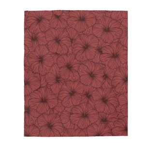 Hibiscus Velveteen Plush Blanket (Pink)