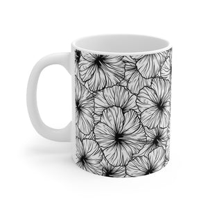 Hibiscus Graphic Mug 11oz (B&W)