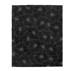 Hibiscus Velveteen Plush Blanket (Gray)