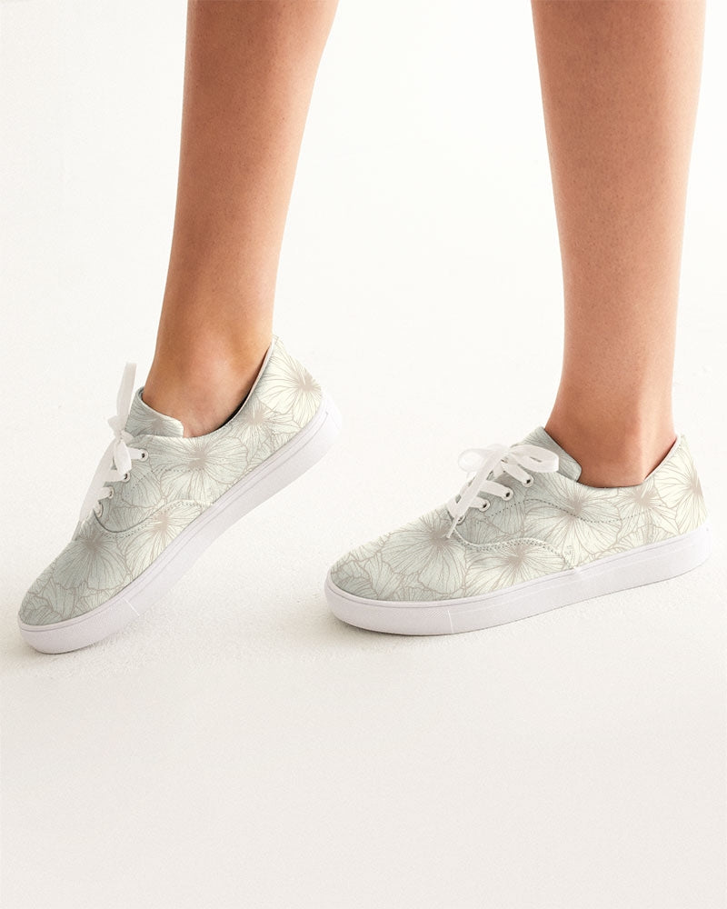 Hibiscus Women's Lace Up Canvas Shoe (Off White)