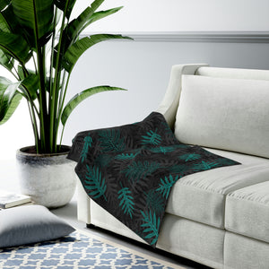 Laua’e Velveteen Plush Blanket (Teal)