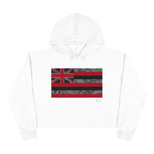 Load image into Gallery viewer, Kanaka Kollection Tribal Flag Cropped Hoodie (Gray)
