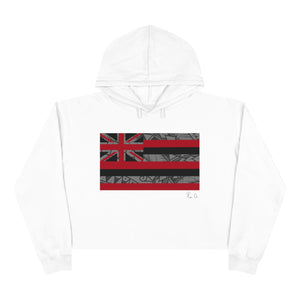 Kanaka Kollection Tribal Flag Cropped Hoodie (Gray)