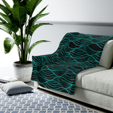Load image into Gallery viewer, NALU Velveteen Plush Blanket (Black &amp; Teal)
