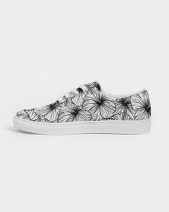 Hibiscus Women's Lace Up Canvas Shoe (B&W)