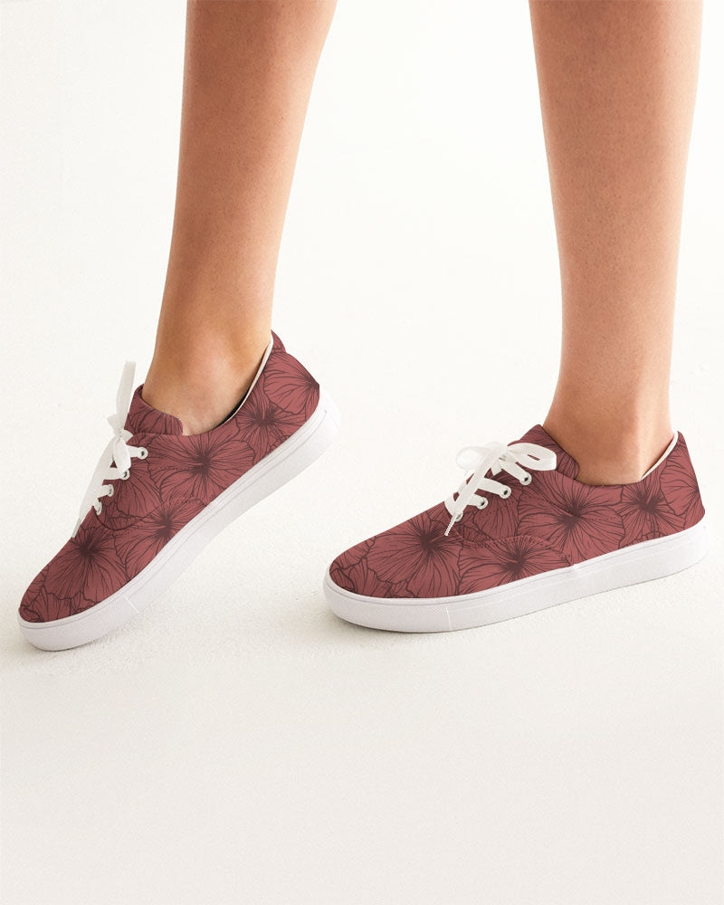 Hibiscus Women's Lace Up Canvas Shoe (Pink)