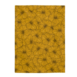 Hibiscus Velveteen Plush Blanket (Yellow)