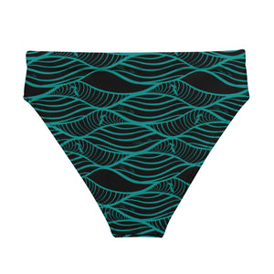 NALU high-waisted bikini bottom (Black & Teal)