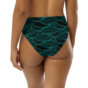 NALU high-waisted bikini bottom (Black & Teal)