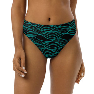 NALU high-waisted bikini bottom (Black & Teal)