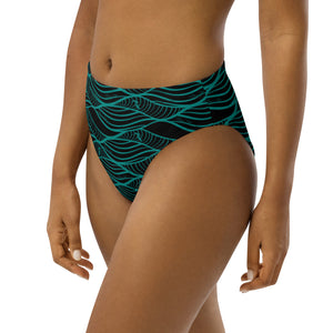 NALU high-waisted bikini bottom (Black & Teal)