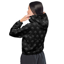 Load image into Gallery viewer, Gray Kahili Women’s cropped windbreaker (sleeve print)
