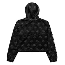 Load image into Gallery viewer, Gray Kahili Women’s cropped windbreaker (sleeve print)
