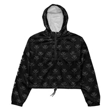 Load image into Gallery viewer, Gray Kahili Women’s cropped windbreaker (sleeve print)
