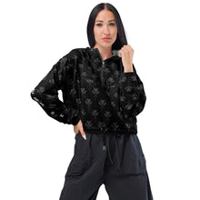 Load image into Gallery viewer, Gray Kahili Women’s cropped windbreaker (sleeve print)
