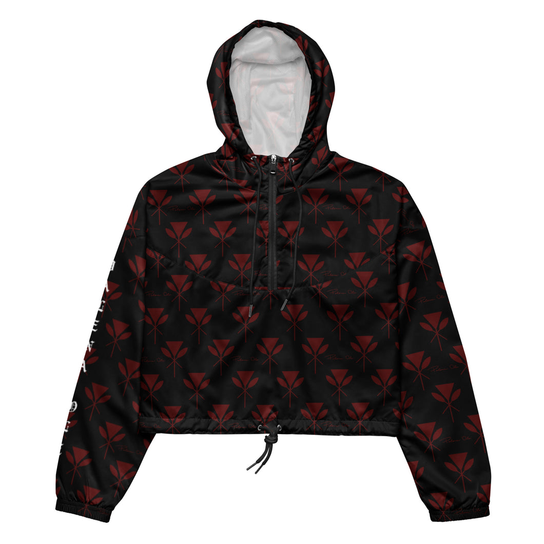 Red Kahili Women’s cropped windbreaker (sleeve print)