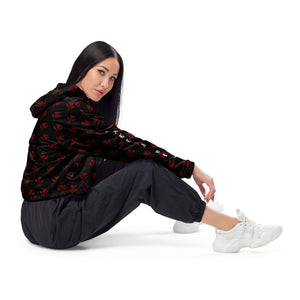 Red Kahili Women’s cropped windbreaker (sleeve print)