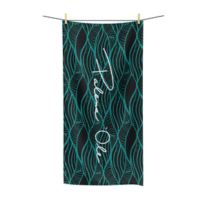 NALU Polycotton Script Towel (Black & Teal)