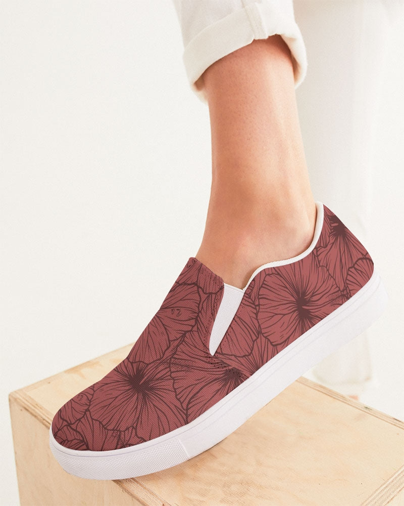 Hibiscus Women's Slip-On Canvas Shoe (Pink)