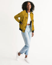 Load image into Gallery viewer, Hibiscus Women&#39;s Bomber Jacket (Yellow)
