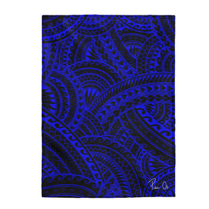 Tribal Velveteen Plush Blanket (Royal Blue)
