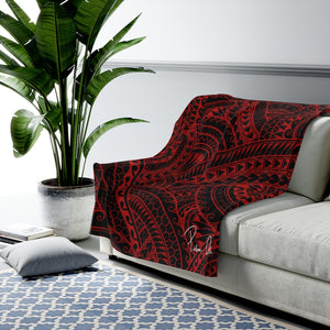 Tribal Velveteen Plush Blanket (Red)