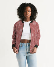 Load image into Gallery viewer, Hibiscus Women&#39;s Bomber Jacket (Light Pink)
