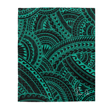 Load image into Gallery viewer, Tribal Velveteen Plush Blanket (Teal)
