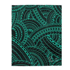 Tribal Velveteen Plush Blanket (Teal)