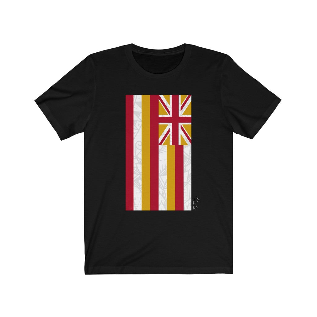 Kanaka Kollection Tribal Flag Unisex Jersey Short Sleeve Tee (White)