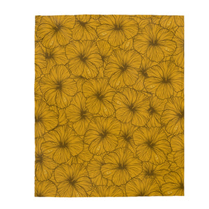 Hibiscus Velveteen Plush Blanket (Yellow)
