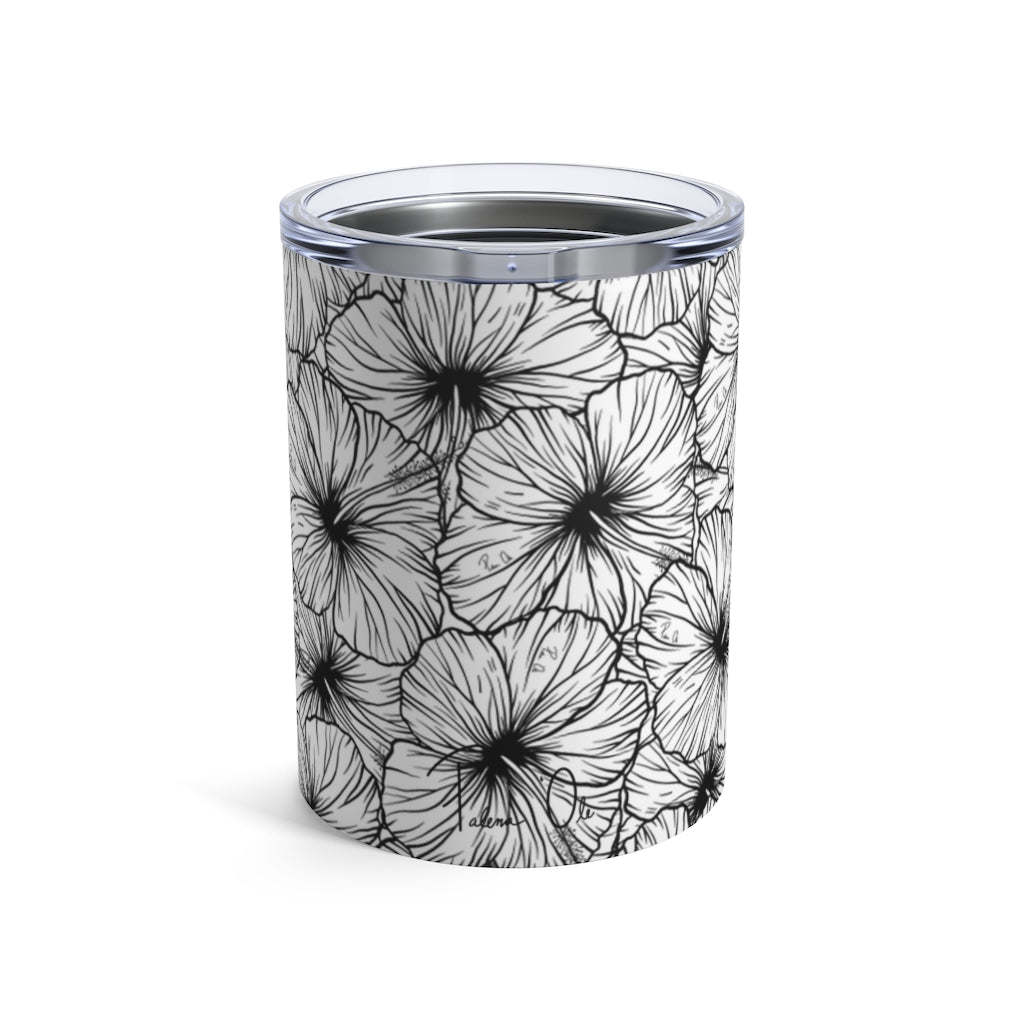 Hibiscus Tumbler Cup 10oz (B&W)