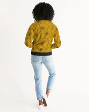 Load image into Gallery viewer, Hibiscus Women&#39;s Bomber Jacket (Yellow)
