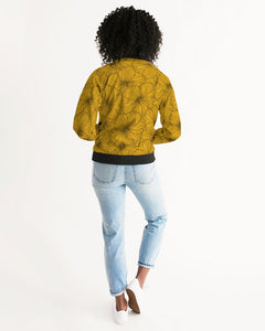 Hibiscus Women's Bomber Jacket (Yellow)