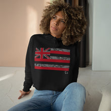 Load image into Gallery viewer, Kanaka Kollection Tribal Flag Cropped Hoodie (Gray)
