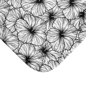 Hibiscus Bath Mat (B&W)