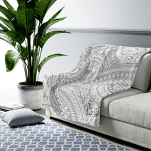 Load image into Gallery viewer, Tribal Velveteen Plush Blanket (White)
