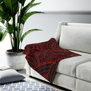 Tribal Velveteen Plush Blanket (Red)