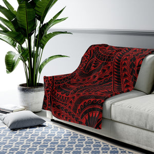 Tribal Velveteen Plush Blanket (Red)