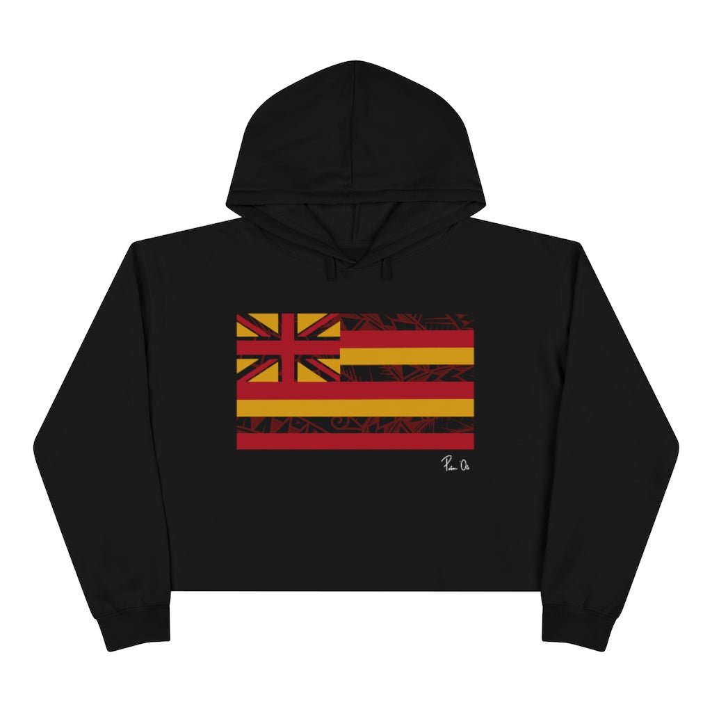 Kanaka Kollection Tribal Flag Cropped Hoodie (Red)