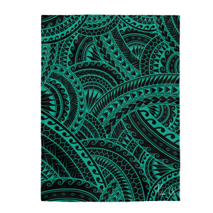 Tribal Velveteen Plush Blanket (Teal)