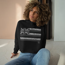 Load image into Gallery viewer, Kanaka Kollection Tribal Flag Cropped Hoodie (B&amp;W)
