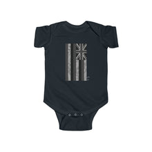 Load image into Gallery viewer, Kanaka Kollection Tribal Flag Infant Fine Jersey Bodysuit (B&amp;W)
