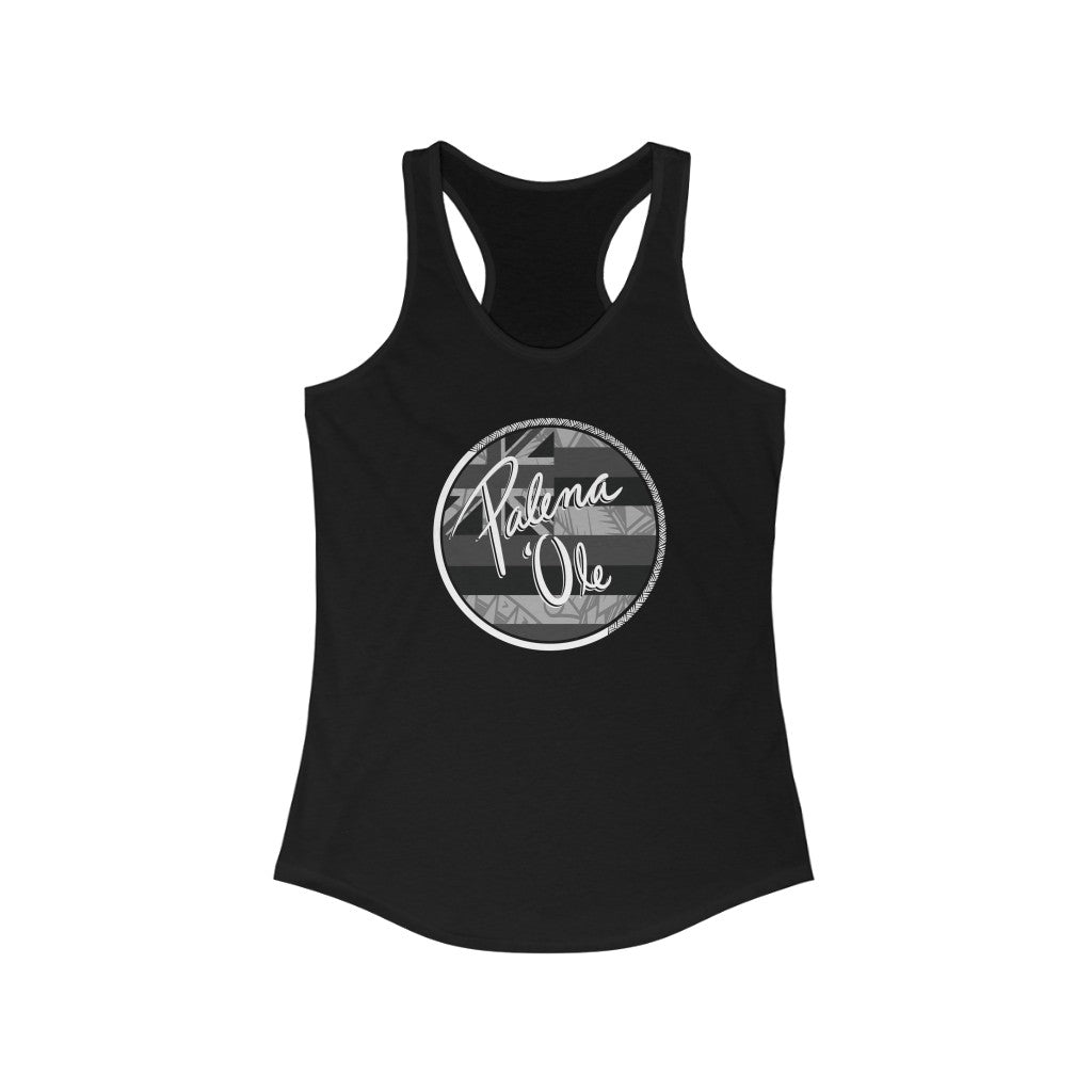 Kanaka Kollection Palena ‘Ole Flag Racerback Tank (B&W)